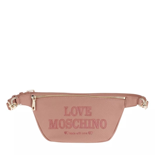 Love Moschino Logo Engraved Belt Bag Cipria Crossbody Bag