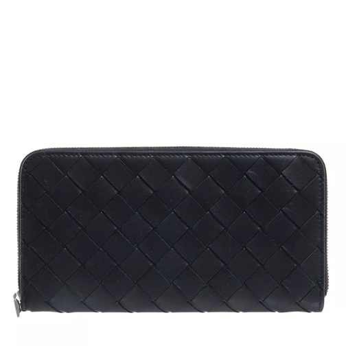 Bottega Zip Around Wallet Black Silver Portemonnaie mit Zip