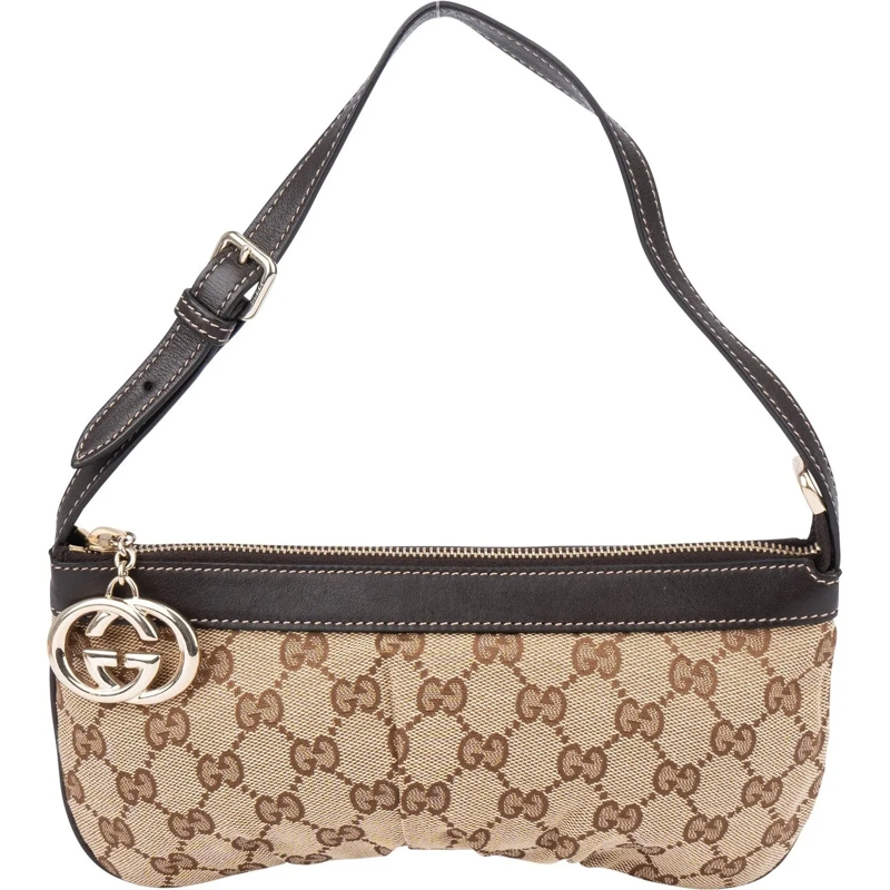 Gucci Schultertasche Gucci GG Monogram Mini Heart Handbag braun