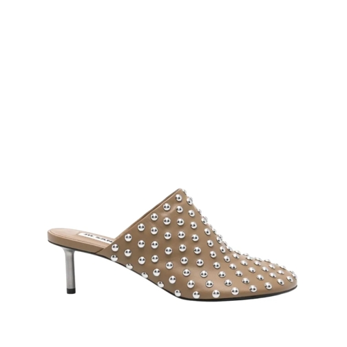 Jil Sander Mule Pointed Toe Mule With Metallic Studs Brown
