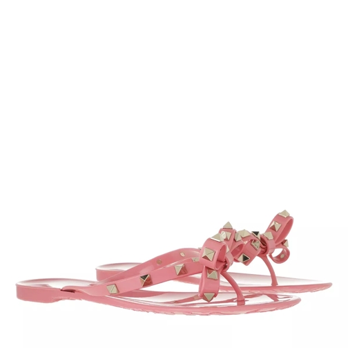 Valentino Garavani Rockstud Bow Flats Sweet Pink Flip Flop