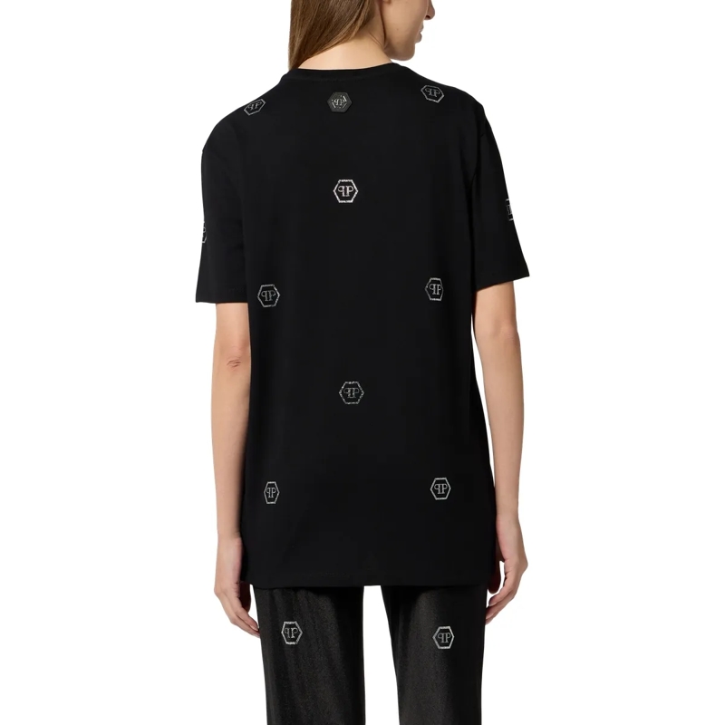 Philipp Plein T-Shirt Man Fit T-Shirt Mini Monogram Crystal Monogram schwarz(Image 2)