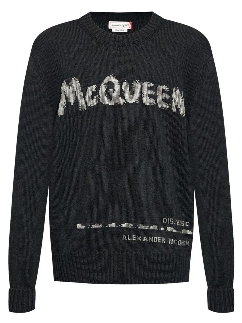 Alexander McQueen - Black Logo Sweater - Größe L - schwarz