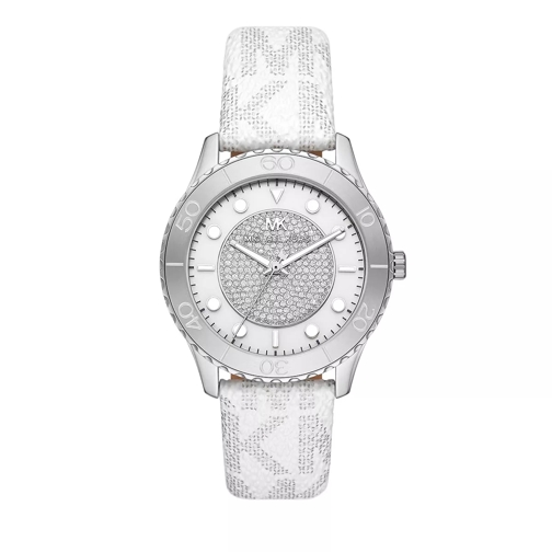 Michael Kors Runway Three-Hand PVC Watch White Metallic Quartz Horloge