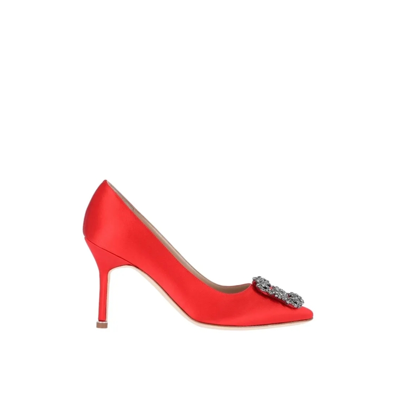 Manolo Blahnik Escarpins Hangisi Satin Pumps Red