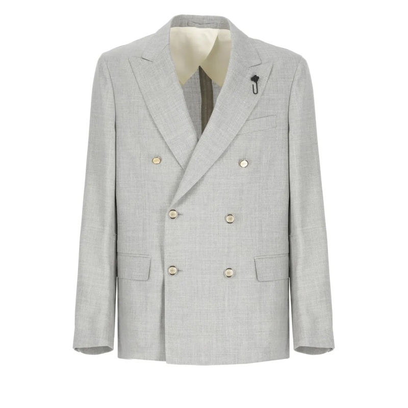 Lardini Blazer Grey Wool Silk, Linen And Wool Jacket Grey