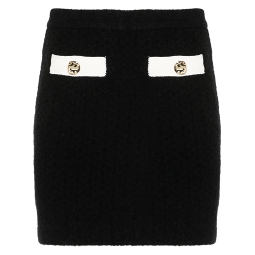 Self Portrait Black Knitted Mini Skirt Black Minikjolar