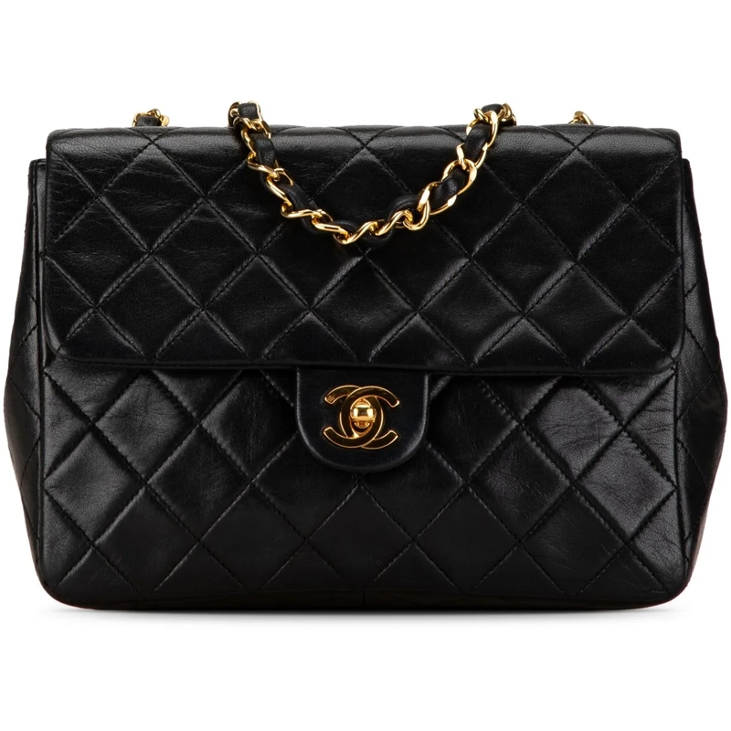 Chanel Schoudertas Mini Square Classic Lambskin Single Flap schwarz