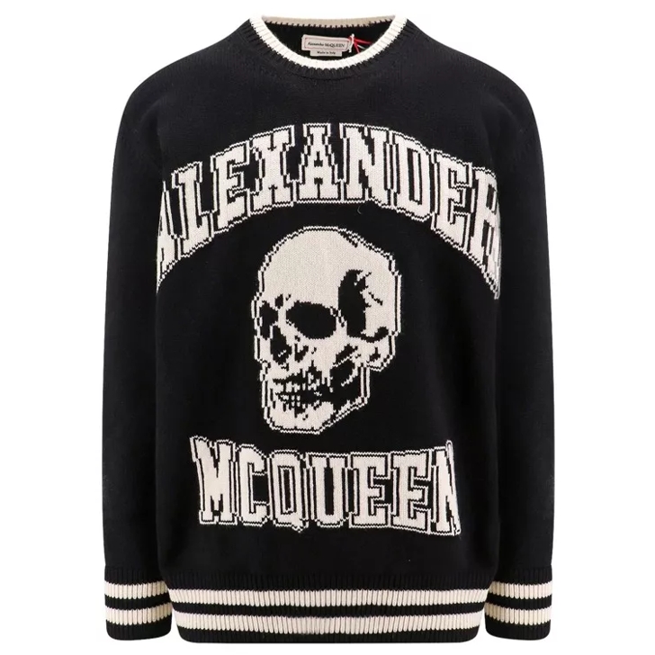 Alexander McQueen Varsity Logo Wool And Cashmere Sweater Black