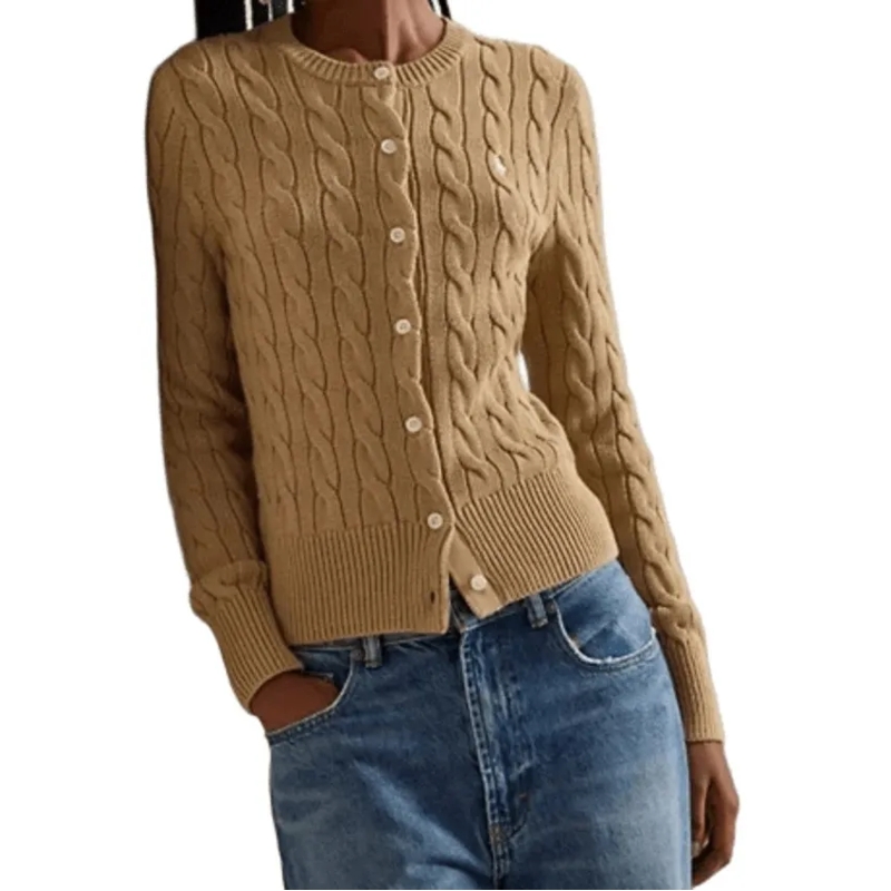 Polo Ralph Lauren Strickjacke Vintage Cotton Cable Knit Cardigan Brown(Image 4)