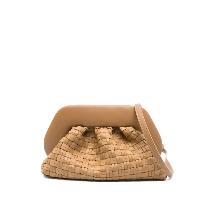 Themoirè Clutch Structured Minimalist Handbag Brown