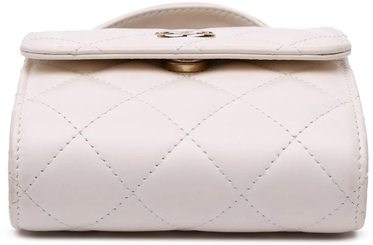 Thumbnail - Chanel Hobo Bags - 2021-2024 Mini CC Quilted Lambskin Kiss Lock Frame - Gr. unisize - in Weiß - für Damen