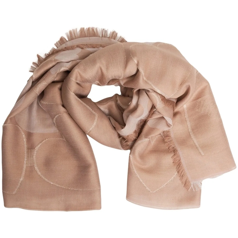 Moschino Écharpe en laine Scarf with fringe details beige