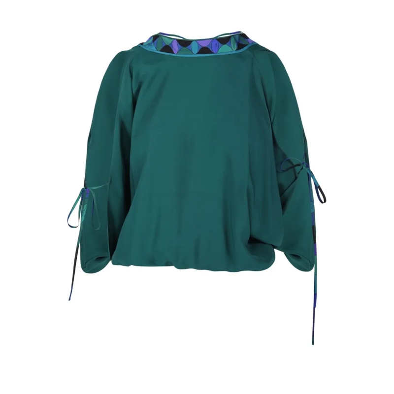 Emilio Pucci Chemisier Relaxed Silhouette Blouse With Geometric Pattern Green