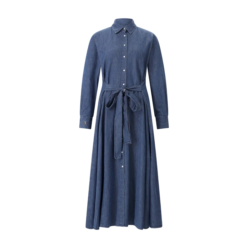 Polo Ralph Lauren Robe longue Maxikleid aus Baumwolle blau