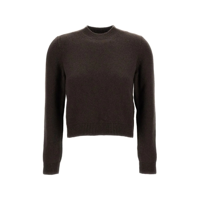 Khaite Pullover Crewneck Brown Knit Sweater With Ribbed Trim Brown