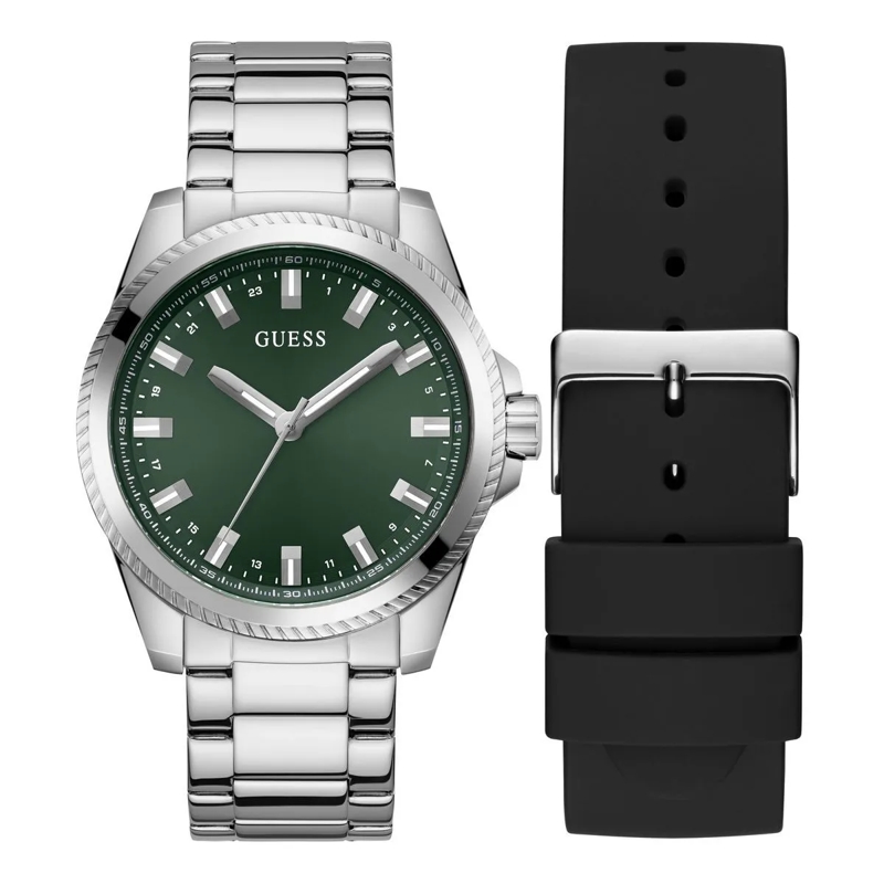 Guess Quarzuhr Quarz-Analoguhr Champ silber