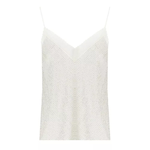 Elisabetta Franchi Ivory Beaded Top Neutrals 