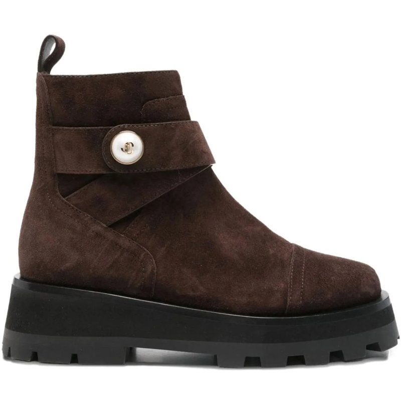 Jimmy Choo Stiefel Brown Suede Ankle Boots With Decorative Strap Deta Brown