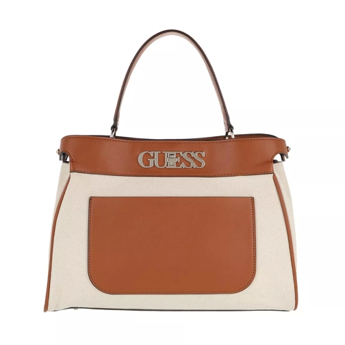 Guess Uptown Chic Large Satchel Bag Cognac Borsa a tracolla