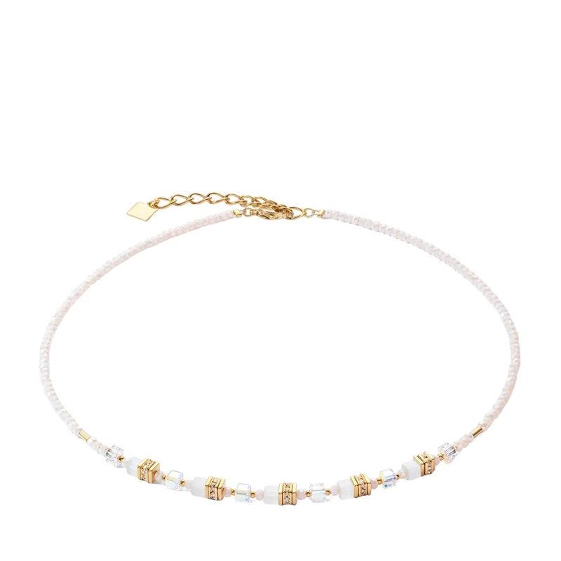COEUR DE LION Mittellange Halskette Halskette Mini Cubes weiss