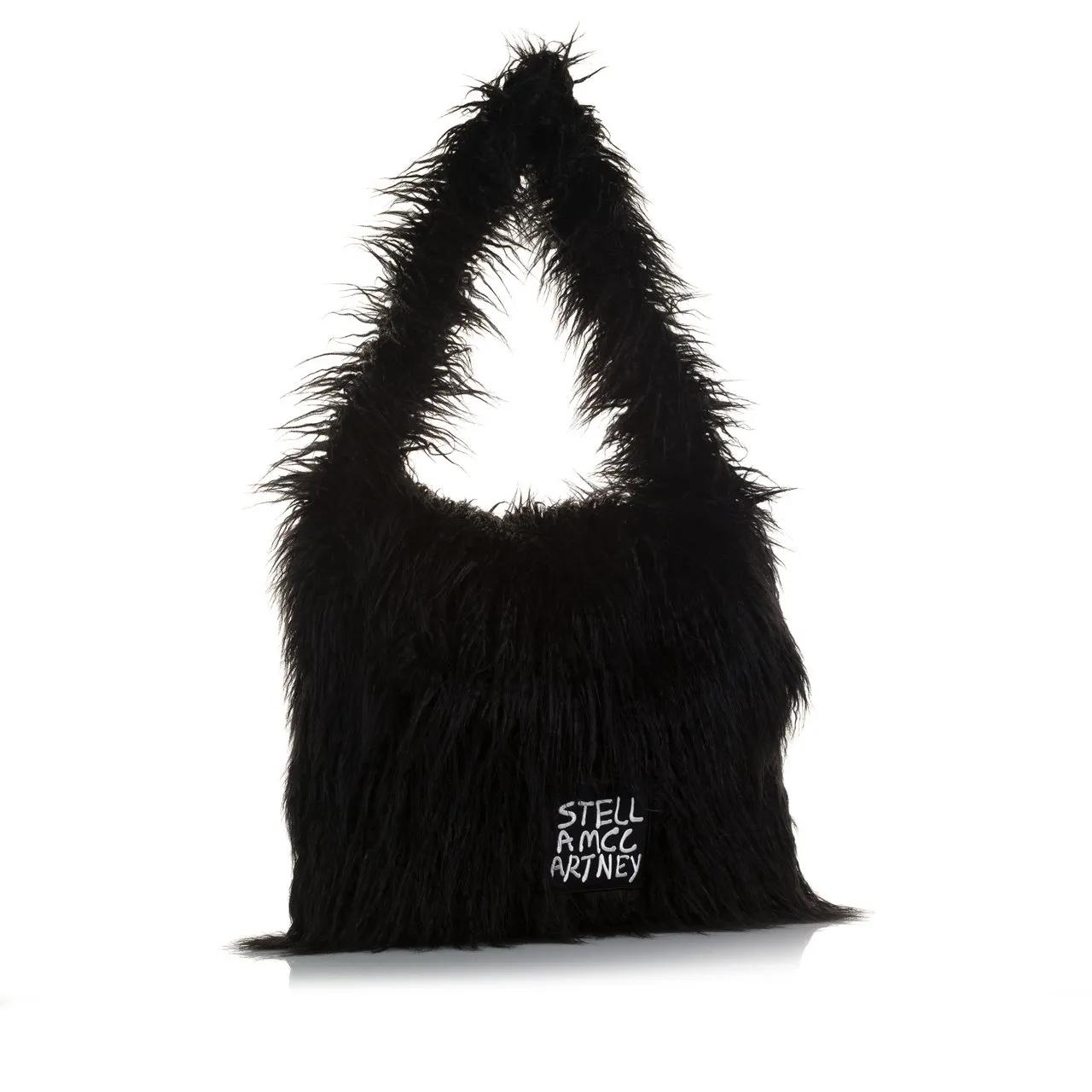 Stella Mccartney Hobo bags 2021 x Ed Curtis Faux Fur Shoulder Bag in zwart