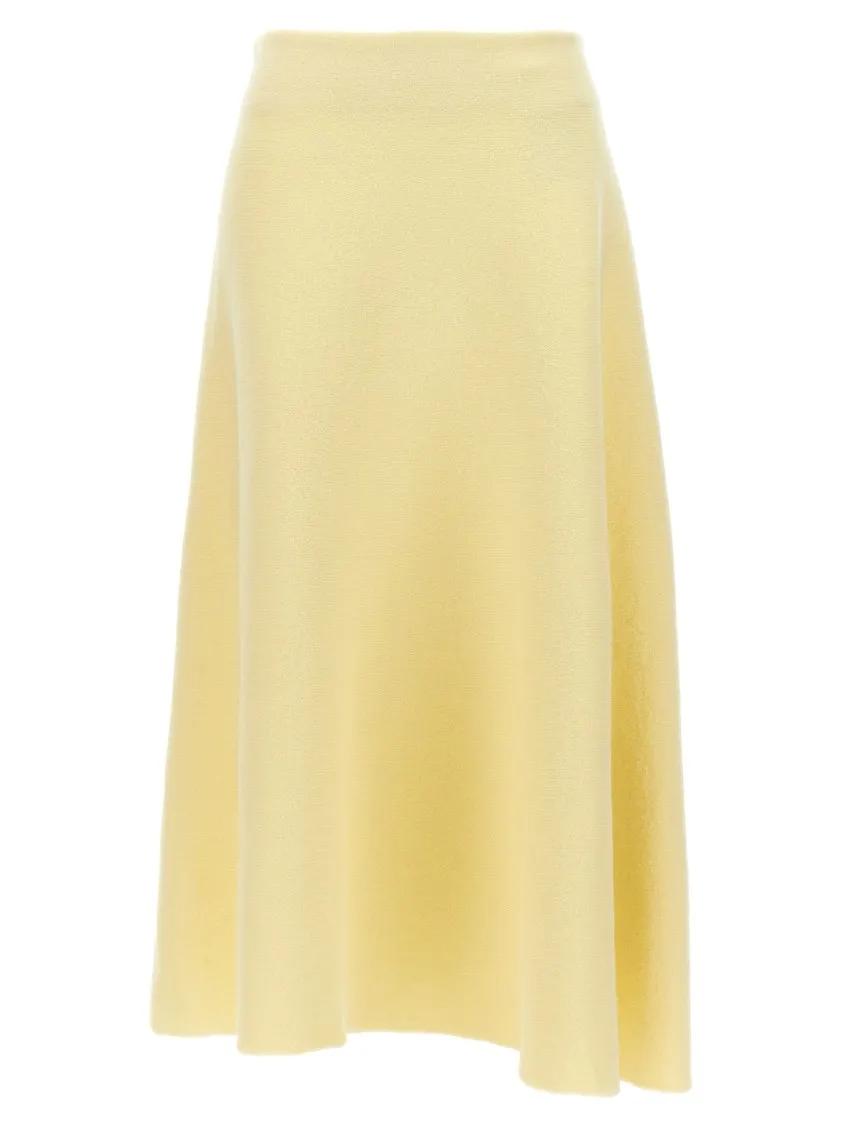 【関税&送料込】Jil Sander Yellow Viscose Blend Skirt JIL SANDER Long/Maxi Length Skirt YellowxBrown(Stripe