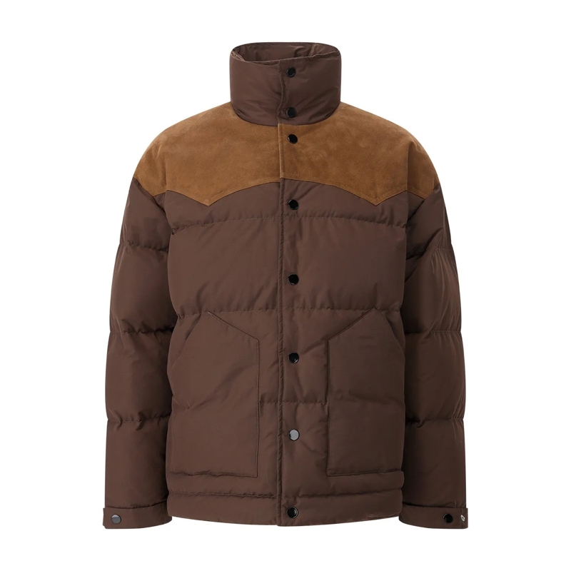 AMI Paris Jacke Steppjacke mit Daunen & Leder braun