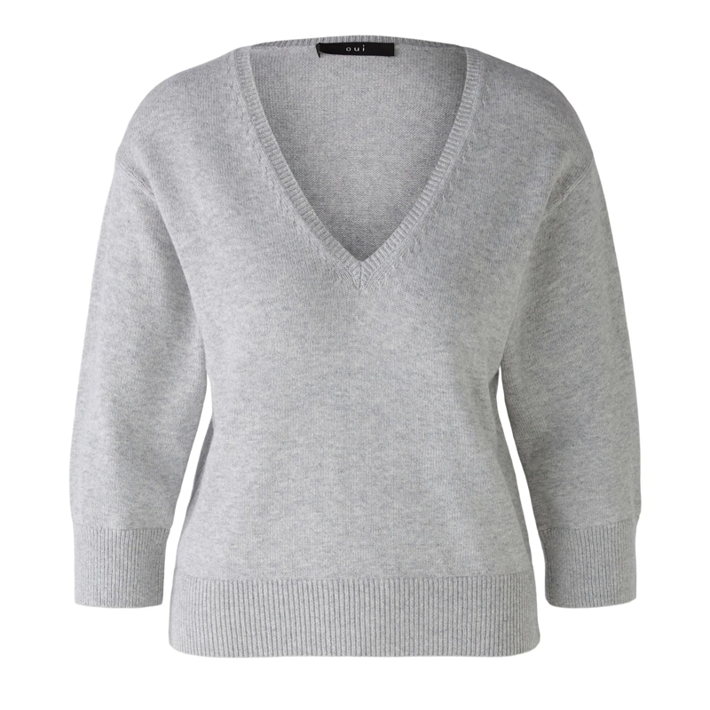 Oui Sweatshirt Pullover hell-grau