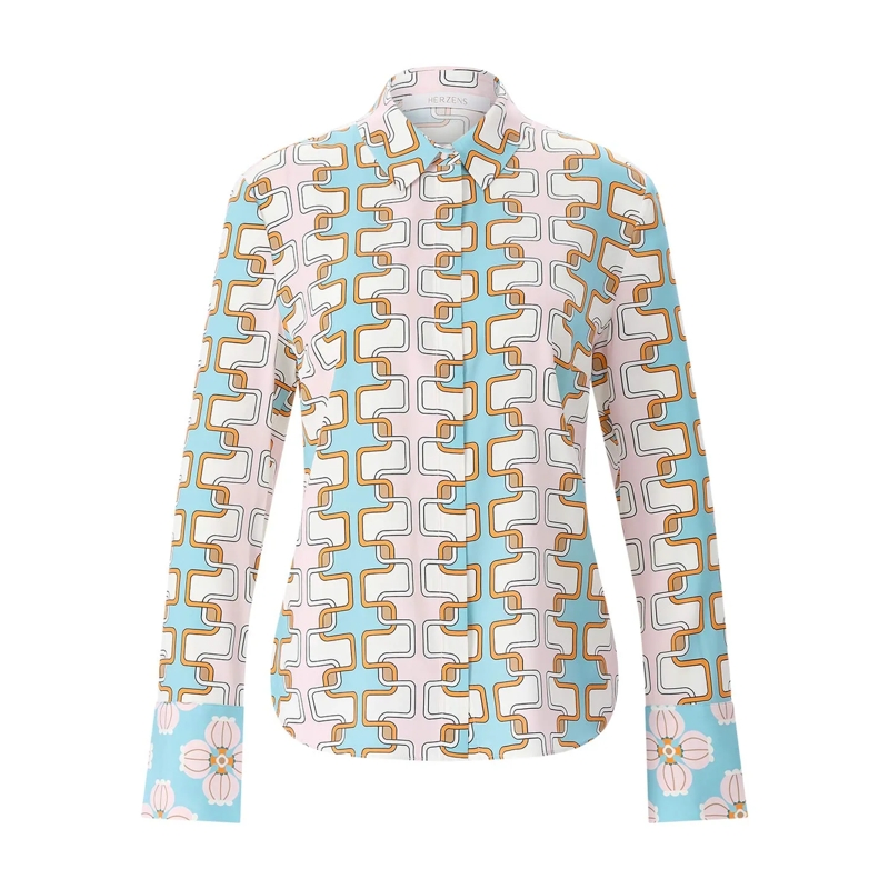 Herzensangelegenheit Chemisier Seidenbluse mit Muster mehrfarbig