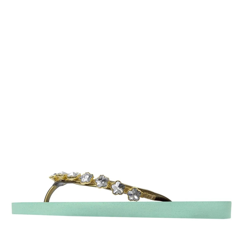 UZURII Flip Flops Zehentrenner Black Crocodile Switch High Heel mintgrün