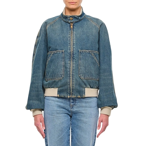 Golden Goose Vestes en jean Distressed Denim Bomber Jacket Blue