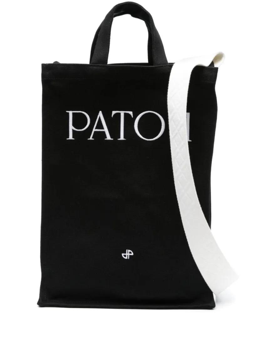 Patou Shopper - Black/White Shoulder Bag With Logo - Gr. unisize - in Schwarz - für Damen