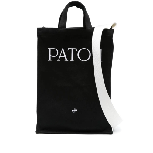 Patou Black/White Shoulder Bag With Logo Black Borsa a tracolla