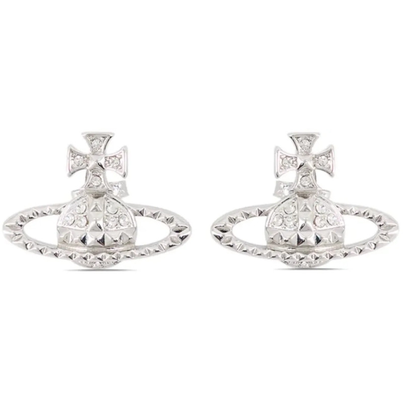 Vivienne Westwood Créoles Mayfair Bas Relief Earrings Rhodium Crystal silber