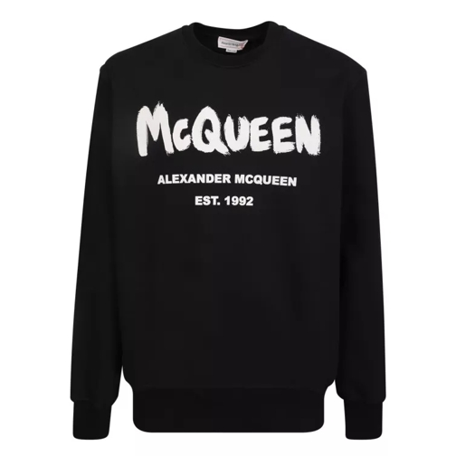 Alexander McQueen Graffiti Black Sweatshirt Black Langärmelige Oberteile