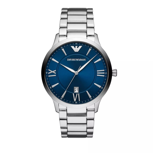 Emporio Armani Three-Hand Stainless Steel Watch Date Silver Dresswatch