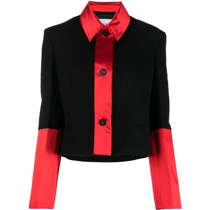 Salvatore Ferragamo Übergangsjacke Color-Blocked Cropped Jacket Black