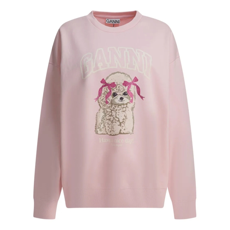 GANNI  "Puddle" Crewneck Sweatshirt Pink