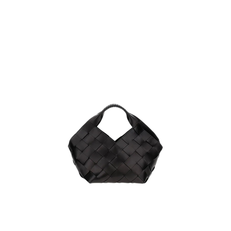 DRAGON DIFFUSION Sac à bandoulière Hand-Woven Black Leather Shoulder Bag With Removab Black