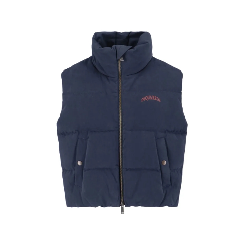 Dsquared2 Doudoune Quilted Sleeveless Puffer Jacket With Heritage Lin Blue