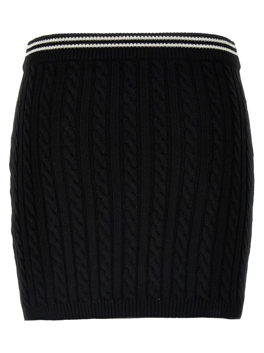 ミニスカート Alessandra Rich Braided Cotton Mini Skirt With Contrast Alessandra Rich Braided Cotton Mini Skirt With Contrast