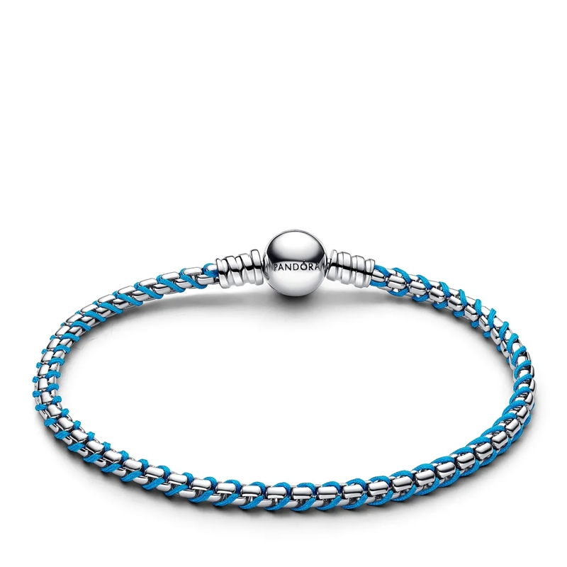 Pandora Armband Blue Cord Box Chain Bracelet Sterling Silber(Image 2)