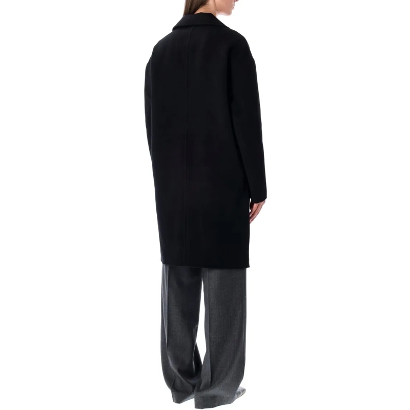 Anine Bing Overgangsmantel Oversized Wool Blend Coat With Classic Lapel And B Black