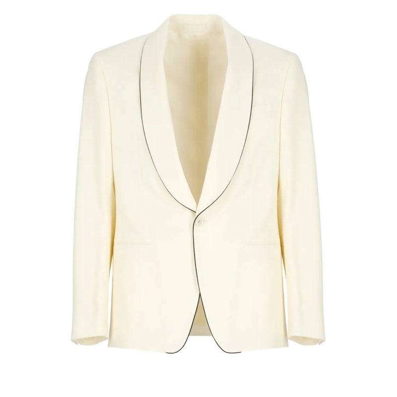 Lardini Blazer Ivory Virgin Wool Jacket Neutrals