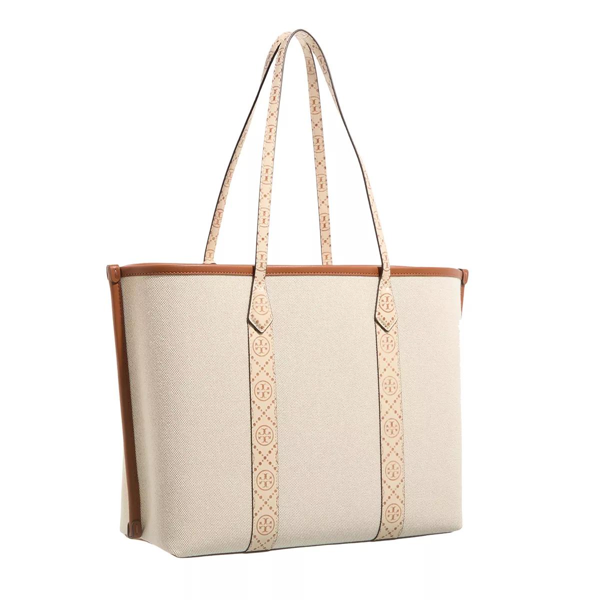 TORY BURCH Shoppers Perry Canvas Triple-Compartment Tote in beige