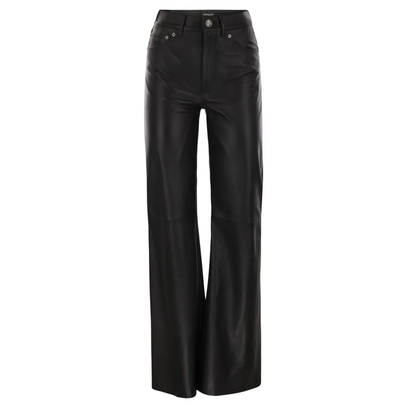 Dondup  Amber - Wide-Leg Lambskin Trousers Black