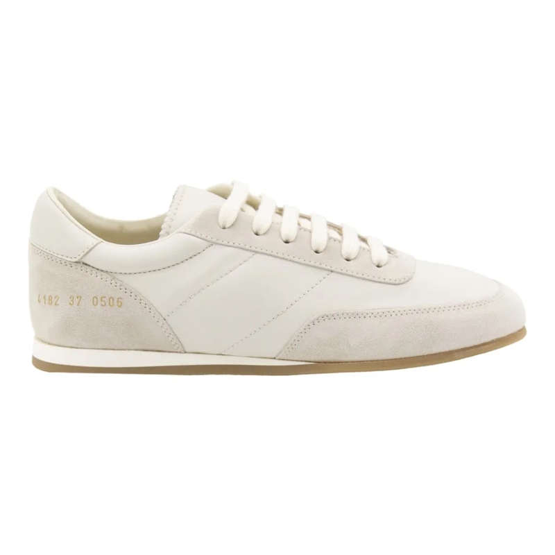 Common Projects Low-Top-Sneaker White Leather Sneakers With Suede Accents White
