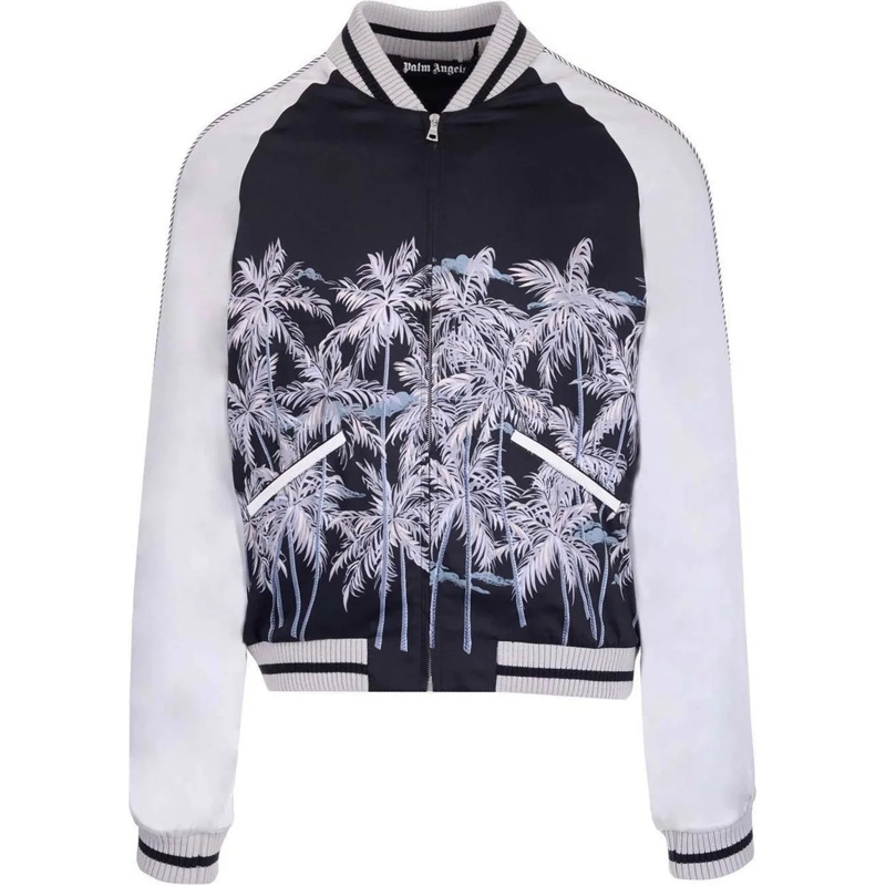 Palm Angels Donsjas Casual Printed Bomber Black