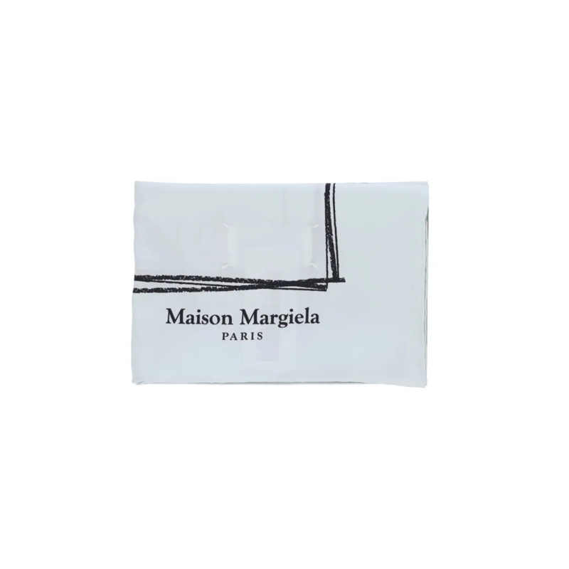 Maison Margiela Lichtgewicht Sjaal Square Silk Scarf With Numeric Motif Grey
